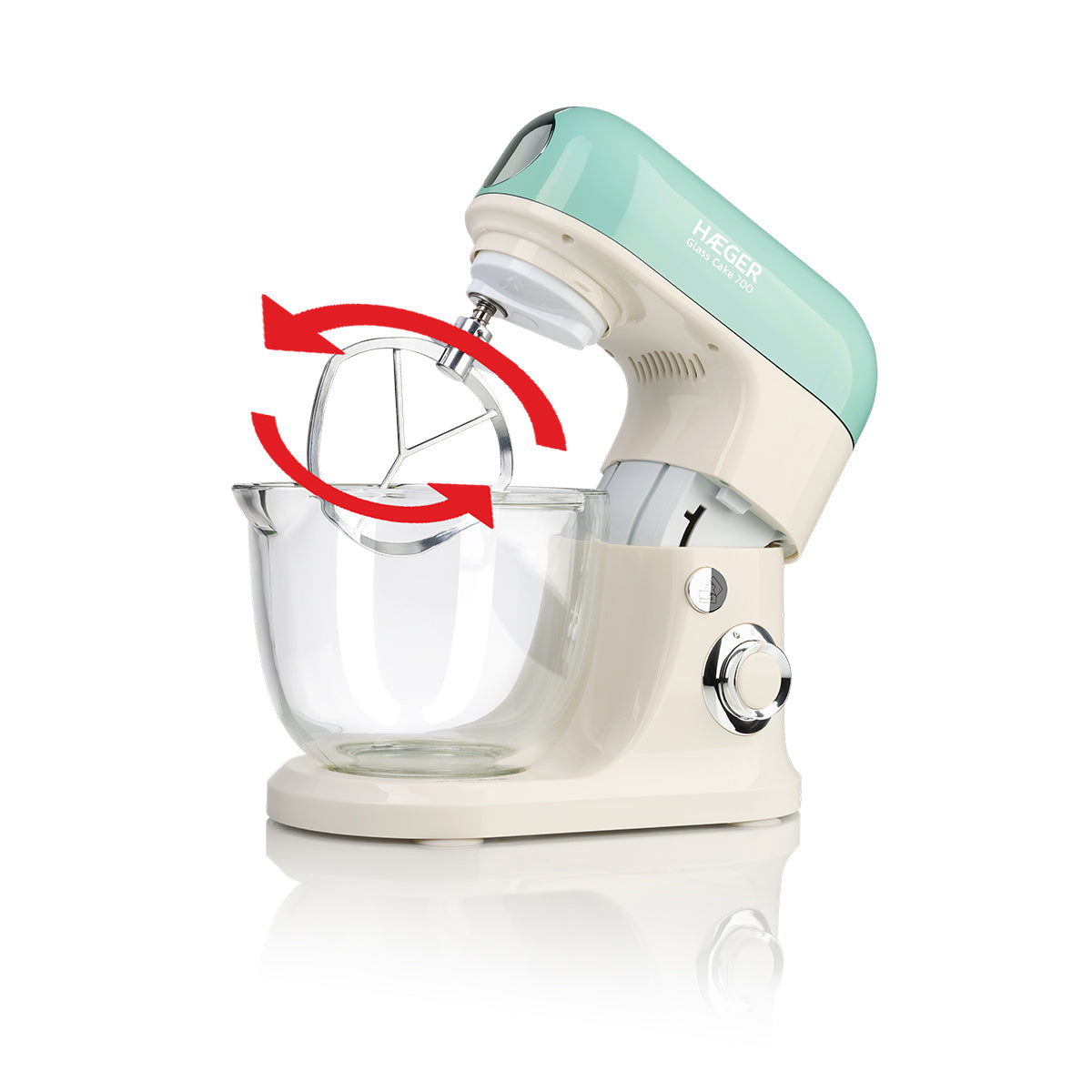 Mixer with Glass Bowl HAEGER Glass Cake 700 – 700W, Capacity 5L, 3 Whisk