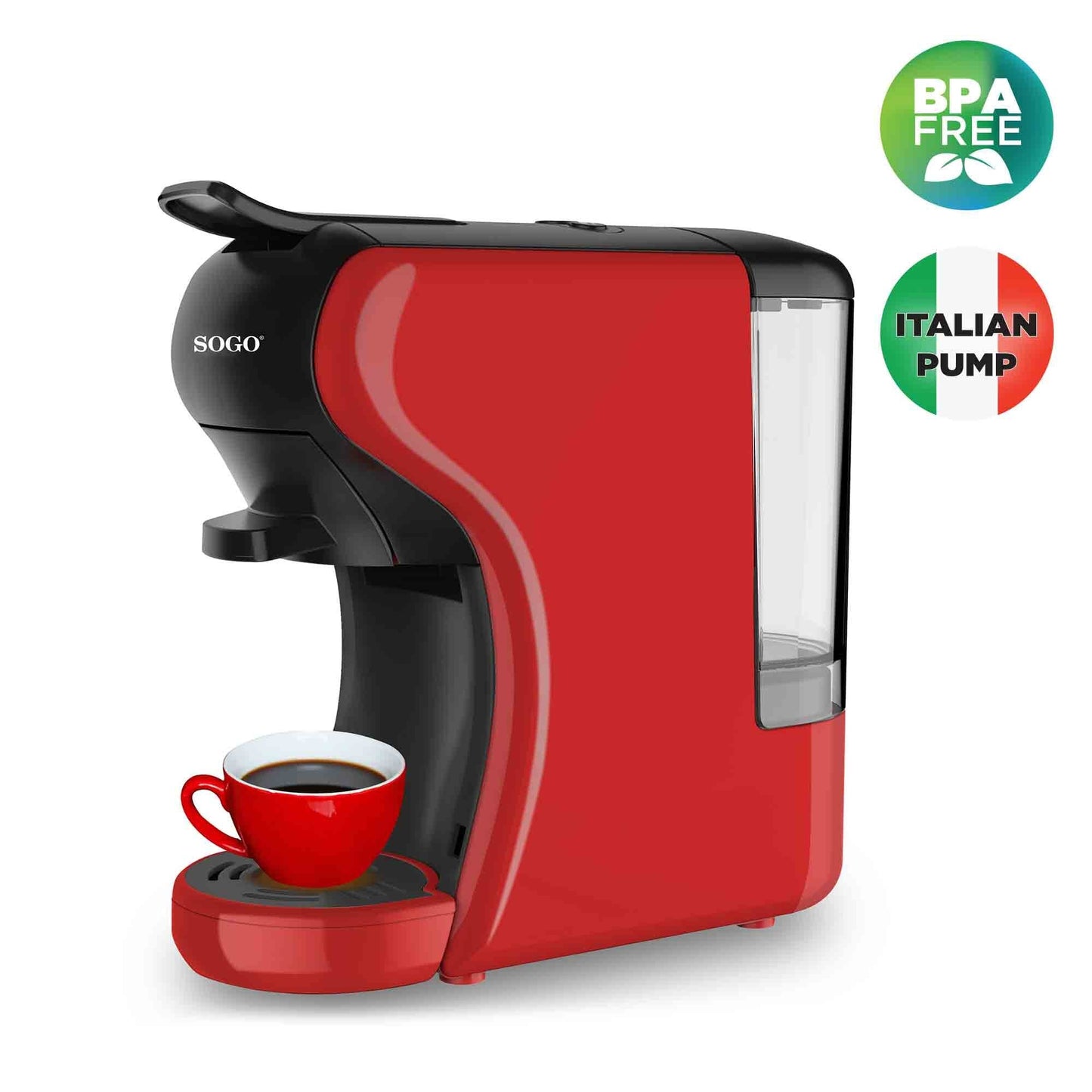 SOGO 3-IN-1-RED ESPRESSO MAKER