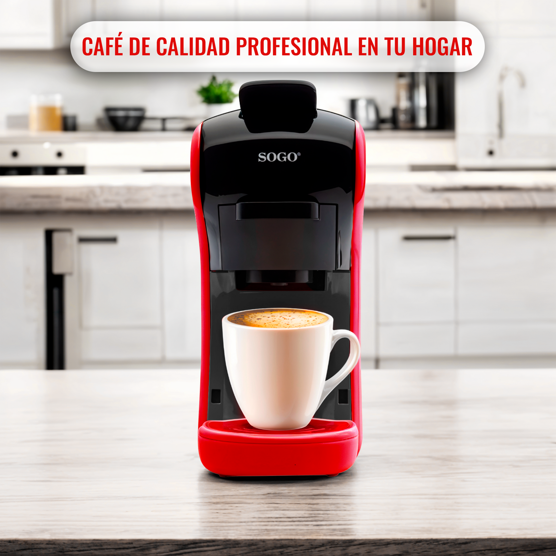 SOGO 3-IN-1-RED ESPRESSO MAKER